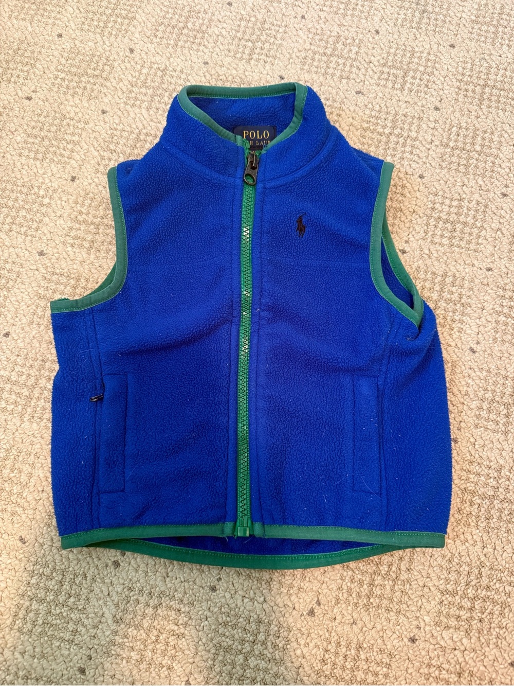 Polo by Ralph Lauren Royal Blue Fleece Vest with Green Trim